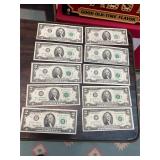 (10) 1976 $2 Bills