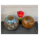 3 Art Glass Vases