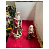 2 Porcelain Santa Figures