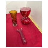 3 Piece Art Glass Vase Lot