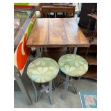 Rustic Wood Bar Table with 2 Stools
