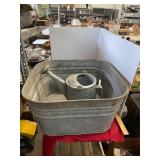 Vintage Galvanized Wash Tub and Watering Can