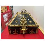 Antique Wooden Brass India Dowry Marriage Box