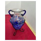 Art Glass Blue Vase