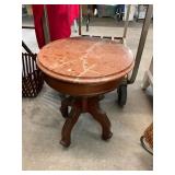 Antique Round Marble Top End Table