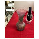 2 Art Glass Vases 1 Signed