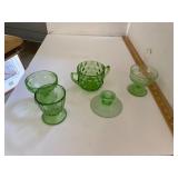 Lot of Green Depression Uranium Glass