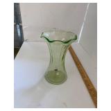 Green Depression Uranium Glass Vase