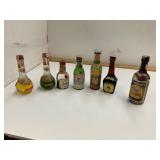7 Vintage Airplane Glass Liquor Bottles