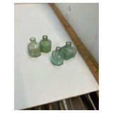 Four Antique Blown Glass Inkwell Bottles