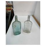Two Antique Flask Bottles One Ammonia