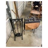 Iron Log Rack and Fireplace Set