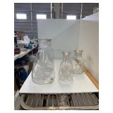 Lot of Etched Decanters