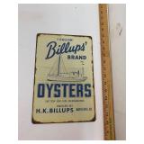 Billups Oyster Novelty Metal Tin Sign
