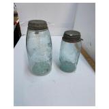 Two Antique Hero Cross Patent 1858 Mason Jars