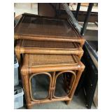 Three Nesting Rattan Tables