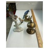 Antique Brass Front Desk Bell and Birds