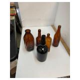 Antique Amber Glass Bottles Lot