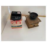 Polaroid Camera and Antique Coffee Grinder
