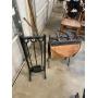 Iron Log Rack and Fireplace Set