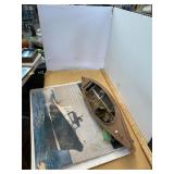Vintage Ship Model and Navigation Charts