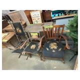 3 Antique Project Needlepoint Chairs Lot