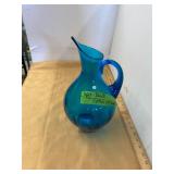 Blue Art Glass Pitcher
