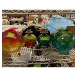 Vintage Blue Green and Orange Red Oil Lamps