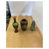 Brass Vase, Japanese Vase, and Stone Carved Man
