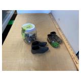 Antique Baby Shoes and Jar of Buttons