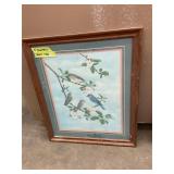 Vintage Blue Birds Print