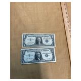 (2) 1957B $1 Silver Certificates