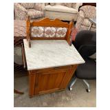 Antique Tile Backsplash Marble Washstand