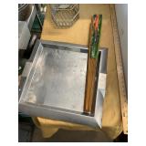 Serving Tray, Fan, and Bird Cage