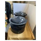 2 Enamel Steamer Pots