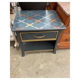Painted End Table with Drawer and Pull Outs