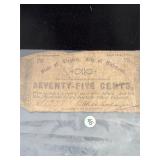 1862 City of Richmond Confederate Currency 75 Cent