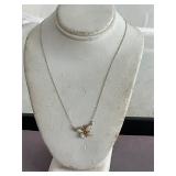 14K Gold Opal Butterfly Pendant Necklace