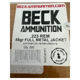 200 Rounds Beck Ammunition 223 REM Full Metal