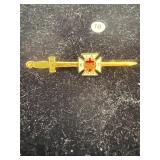 10K Gold Knights Templar Masonic Pin