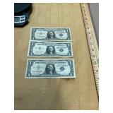 (3) 1957 and 1957A $1 Silver Certificates