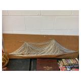 Vintage MCM String Art Ship Wall Hanging