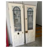 Pair of Antique Stained Glass French Doors