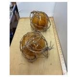 2 Blown Glass Fish Net Floats