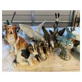 Collectible Porcelain dogs and Birds Lot