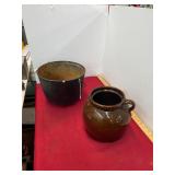 Cast Iron Pot & Pottery Crock