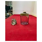 Antique Pink Glass Humidor Jar & Glass Knob