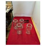 4 Antique Glass Jars & Shears