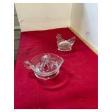 Vintage Glass Chicken Candy Container & Juicer