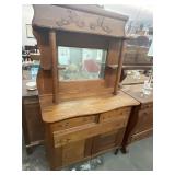 Antique Oak Sideboard with Mirror